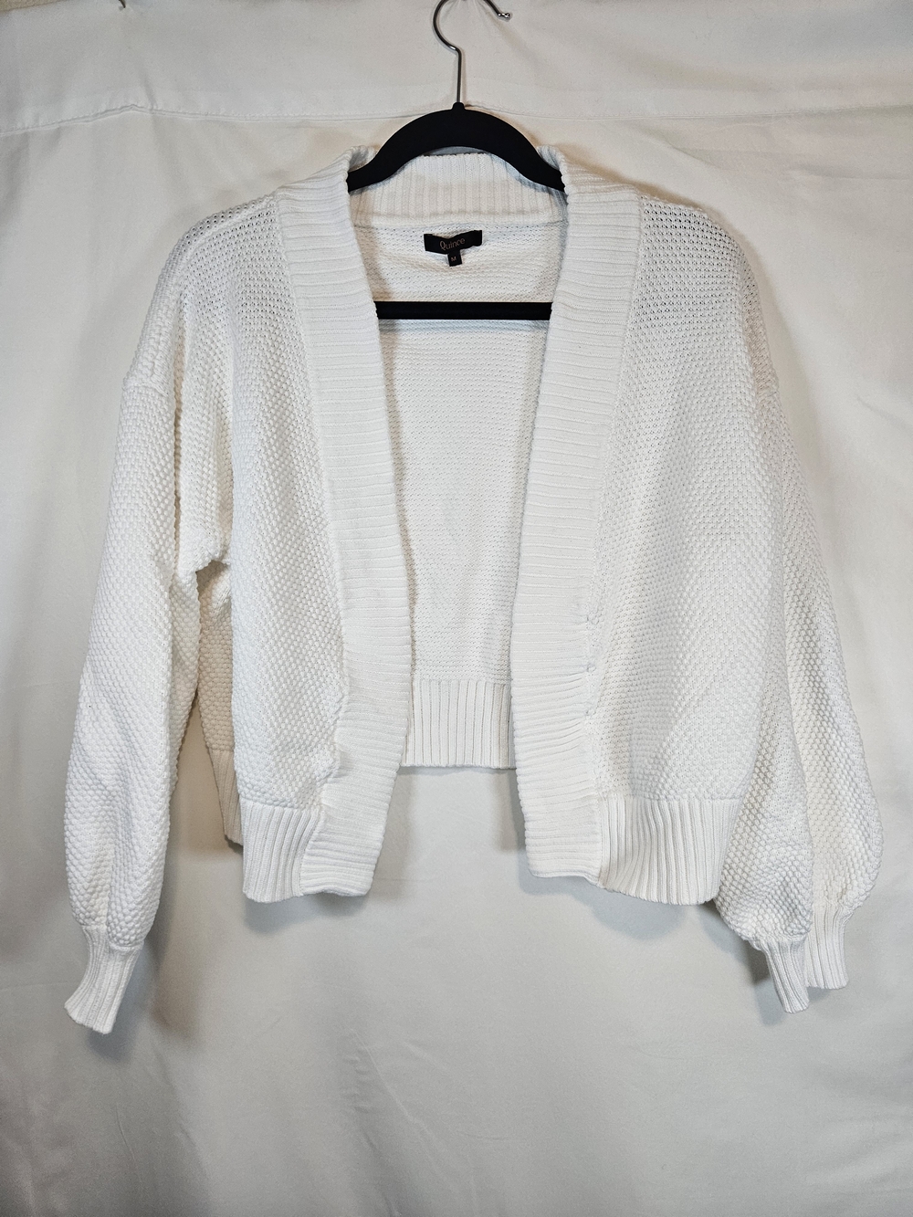 Quince White Open-Front Knit Cardigan